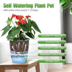 6 Inch Self Watering Pots for Indoor Plants, 6 Pack Grey Plastic Flower Pots with Drainage Holes for African Voilet Herbs All House Plants (Include 1 Spray Bottle)