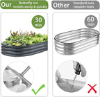 2 Pack Raised Garden Bed Kits, 4x2x1FT Gray Oval Galvanized Outdoor Planter Beds, Easy Assembly Metal Raised Bed for Vegetables, Flowers & Herbs
