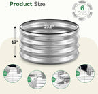 GreatBuddy 2x2x1 ft Round Galvanized Raised Garden Bed, Easy-Assembly Raised Bed with Anti-Cut Gloves & Tools, Rust-Proof Garden Bed for Outdoor, Vegetables, Herbs, Small Trees, Silver