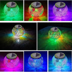 Aukora Color Changing Solar Powered Glass Ball Garden Lights, Solar Lantern Outdoor Table Lights Waterproof Led Night Light for Garden Patio Party Yard Indoor Decora Ideal Gift(Multi-Colored Glass)