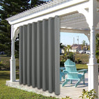 BONZER Waterproof Indoor/Outdoor Curtains for Patio Thick Privacy Wide Grommet Curtains for Bedroom, Living Room, Porch, Pergola, Cabana, 1 Panel, 110W x 108L inch, Grey