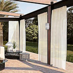 SpaceDresser Waterproof Outdoor Sheer Curtains for Patio - 2 Panels Rod Pocket Indoor Voile Sheer Curtain for Living Room,52W x 84L inch, Ivory