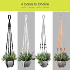 RIFNY Macrame Plant Hanger for 5 to 10 Inch Plant Pots, 35 Inch Indoor Handmade Woven Rope Hanger Kits with Hooks and Wood Beads, Hanging Planter Basket Holder for Boho Home Decor (White, 3 Pack)