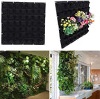 Hanging Planting Grow Bags, 49 Pockets Hanging Vertical Wall Planter Wall Mounted Grow Bag Outdoor Indoor Gardening Vertical Greening Flower Container, Planting Bags Storage Bags(1.0 m × 1.0 m, Black)