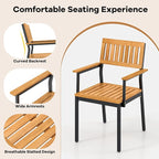 Tangkula 6 Pieces Outdoor Acacia Wood Dining Set, Patio Table and Chairs Set with Bench for 6-7 People, Outdoor Dining Furniture Set with 2" Umbrella Hole for Garden, Backyard and Poolside