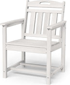 Outdoor Patio Dining Chair - All-Weather Fade-Resistant HDPE, Low Maintenance - for Garden, Backyard, Deck - White