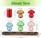 Terrarium Set of 5 Mushroom Glass Propagation Vases with Wooden Tray