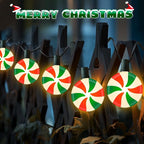 Ultimate Unicorn Christmas Lollipop Pathway Lights for Garden Christmas Decoration Red and Green, 10 LED Peppermint String Lights with Stakes for Outdoor Sidewalk Pathway Rooftop Lawn Garden