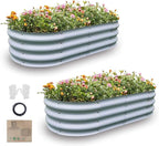 Gardmax 2 Pack Galvanized Raised Garden Bed, Lightweight Planter Boxes Outdoor with Easy Assembly, Large Garden Bed for Vegetables, Fruits, Flower Silver