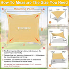 KANAGAWA Sun Shade Sail Curved 24'X24' Sand Rectangle Outdoor Shade Cover UV Blovk Canopy for Patio Garden Backyard Heavy Duty Permeable 185GSM (We Make Custom Size)