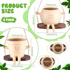 Domensi 2 Pcs Swing Hanging Planter Cute Smile Flower Face Pot Indoor Outdoor Pots for Succulent String of Pearls Plants Plant Ideal Gifts for Christmas Birthday(Swing Mixed Shapes,Mixed Sizes)