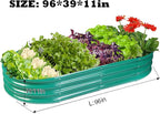 Raised Garden Bed Galvanized Planter Box Outdoor, Rot-Resistant Metal Garden Bed Planter for Vegetables Flower Herb (8ft, Green)