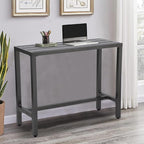 Outdoor Bar Table, Patio Console Pub Height Tables with Powder Coated Steel Frame, Weather Resistant Waterproof Top for Hot Tub, Balcony, Garden, Yard, Poolside (63" Bar Table, Grey)