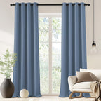 NICETOWN Blackout Drapery Curtain Panel 90 inches Long - Window Treatment Thermal Insulated Grommet Blackout Curtain/Drape for Bedroom Living Room (Stone Blue, 1 Panel, 46 by 90 inches)