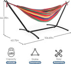 DUMOS Double Hammock with Space Saving Stand, Heavy Duty Steel Frame, Portable for Outside & Indoor Use, 450lbs Capacity, Easy Assembly, Carrying Bag Included, Red