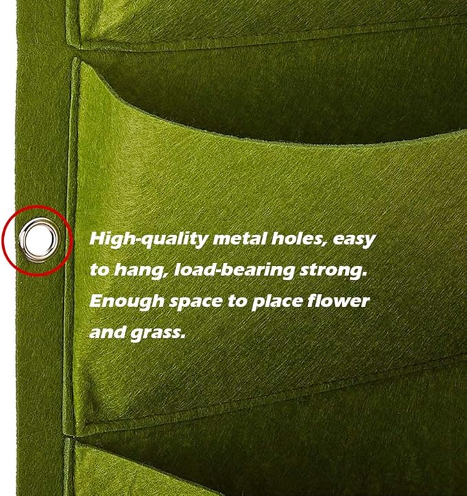 Hanging Planting Grow Bags, 64 Pockets Hanging Vertical Wall Planter Wall Mounted Grow Bag Outdoor Indoor Gardening Vertical Greening Flower Container, Planting Bags Storage Bags(1.0 m × 1.0 m, Green)