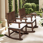 VINGLI Outdoor Rocking Chair, Weatherproof Rocker with Cushion, Wooden Rocking Bench Support 450 LBS for Patio, Yard, Garden, Outdoor or Indoors, Rustic