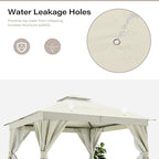 LAUSAINT HOME Semi-Permanent Outdoor Patio Gazebo 12'x12', Heavy Duty Party Tent Shelter with Double Roofs, Mosquito Nettings and Privacy Screens for Backyard, Garden, Lawn, Cream White