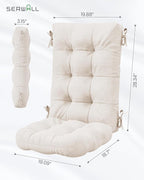 SERWALL HDPE Outdoor Rocking Chair Cushion Set of 4, Memory Foam Cushion Beige