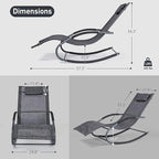 Outdoor Lounge Chair, Chaise Lounge for Patio & Lawn, Pool Lounge Chairs with Removable Pillow, Dark Grey
