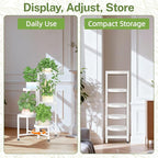 iDavosic.ly Plant Stand Indoor Outdoor, 5 Tier Corner Metal Flower Display Holder Shelf, Easy Assembly Folding Tall Orchid Rack for Patio Balcony Porch Garden Living Room House, White