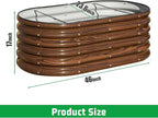 SnugNiture 4x2x1.5ft Raised Garden Bed Outdoor, 17" Tall Galvanized Metal Planter Box, Oval Raised Garden Bed Kit for Planting Vegetables Plants Fruits, Brown