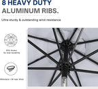 ABCCANOPY 10FT Durable Solar Led Patio Umbrellas with 32LED Lights (Gray)