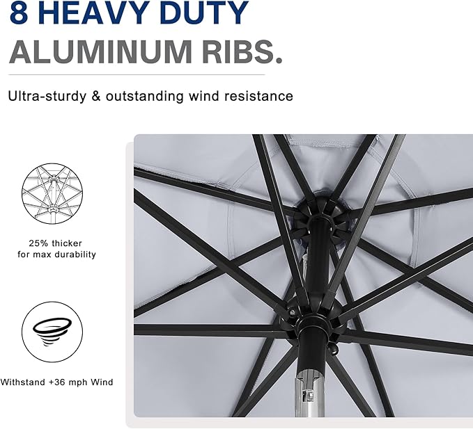 ABCCANOPY Durable Solar Led Patio Umbrellas with 32LED Lights 11FT (Grey)