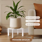 IZIDDO Plant Stand Indoor Outdoor, Metal Mid-Century Pot Stand, Modern Plant Holder Rattan Flower Plant Stool, Low Short Plant Stands for Indoor Fit 5-12 Inch Pot, (Pot & Plant Not Included), White, 4