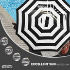 Tempera Patio Market Outdoor Table Umbrella with Auto Tilt and Crank, Large Sun Umbrella with Sturdy Pole & Fade Resistant Canopy, Easy to Set