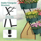 2 Column Vertical Raised Garden Beds, 6 Planter Boxes Standing Garden Bed Outdoor/Indoor Herb Garden Tiered Planter with Drainage Holes & Removable Trays for Flowers/Vegetables/Plants (Green)
