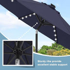 ABCCANOPY Durable Solar Led Patio Umbrellas with 32LED Lights 11FT (Navy Blue)