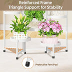 LASZOLA 7 Tiered Folding Plant Stand Indoor for Multiple Large Planter, Tall Heavy Duty Adjustable Rack with Rust Proof Plastic Shelving, Sturdy Vertical Tree Organizer for Narrow Inside Floor, White
