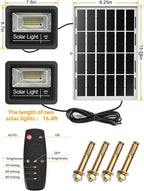 Solar Flood Light Outdoor 1000LM Dual 6000K Bright White Floodlights Ip65 Waterproof Solar Power Light Auto On/Off Dusk to Dawn with Remote Control for Yard, Garden, Shed, Barn.