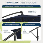 wikiwiki 10ft Patio Umbrella with Base Included, Outdoor Offset Cantilever Umbrella with Sandbag Base for Backyard, Garden and Pool, Easy to Tilt and Crank, Navy Blue