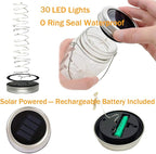 Path Lights, 4-Pack Solar Mason Jar Lanterns with 30 LEDs