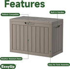 EasyUp 45 Gallon Outdoor Storage Box, Resin Waterproof UV-Resistant Deck Box, Reinforced Stability for Patio, Garden, and Poolside, Striped Gray