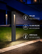 SUNVIE LED Low Voltage Landscape Lights 3W Pathway Lights Low Voltage 12-24V Landscape Path Lights 3000K CRI 90+ Aluminum Waterproof Pathway Lighting for Walkway Garden Yard ETL Listed Cord, 12 Pack