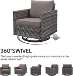 Belord Outdoor Sectional Furniture with Swivel Rocker Chair, 10 Pieces Wicker Patio Furniture Sets with Ottoman L Shaped Sofa Coffee Table Grey Cushion