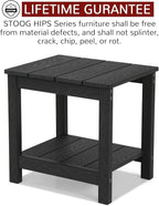 Stoog Outdoor Side Table with 2 Layer Storage, All-Weather Rectangular End Table, Low Maintenance, Black