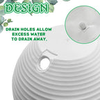 4 Pack 8 inch Plastic Self Watering Hanging Planters,Round Hanging Basket Planter with Drainer and Metal Chain,White Garden Flower Plant Pot Container for Indoor Outdoor Plants