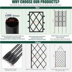 Garden Trellis for Climbing Plants Outdoor 5.25 FT, Iron Pipe Metal Support Wall Tall Plant Trellis Lattice Fence Plant Support with Garden Twist Tie for Ivy Vines Rose
