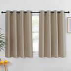 NICETOWN Kitchen Short Blackout Curtain and Drape - Thermal Insulated Solid Grommet Blackout Panel for Patio Bedroom Living Room (Single Panel, 52 inches by 45 inches, Taupe)