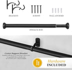 Kenney KN90001 1" Weaver Indoor/Outdoor Rust-Resistant Curtain Rod, 72-144", Black