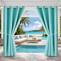 DIVA EN CAMINO DEC Outdoor Patio Curtain Waterproof Darkening Thermal Insulated Indoor Curtains for Bedroom, Porch, Living Room, Pergola, Cabana, W52 x L72, Teal Blue, Set of 2 Panels
