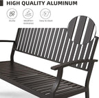 52" Outdoor Bench Weatherproof, Rust-Resistant Aluminum Metal Patio Garden Bench, Patio Loveseat for Porch Garden Lawn Backyard Park Balcony(Grey, 1PC)