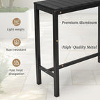 Outdoor Bar Table, 45" Patio Bar Height Counter Console Table, Black Waterproof HDPS Slatted Top and Bronze Leg, Weather Resistant, Hot Tub, Balcony, Yard, Indoor or Outdoor Use