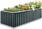 KING BIRD Galvanized Raised Garden Bed with 2 Installation Methods for DIY, 101" x 36" x 24" Heightened Planter Kit Box Outdoor for Deep-Rooted Vegetables, Flowers, Dark Grey