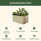 Vego garden 26" Extra Tall Raised Garden Bed Kits, 6 in 1 Modular Raised Planter Box for Vegetables Flowers Fruits Oval Metal Raised Garden Pearl White