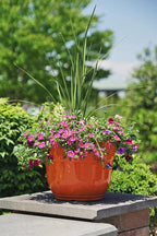 Garden Elements Indoor/Outdoor Glazed Brushed Happy Plastic Planter, Large, Bright Orange, 15" (Pack of 2)